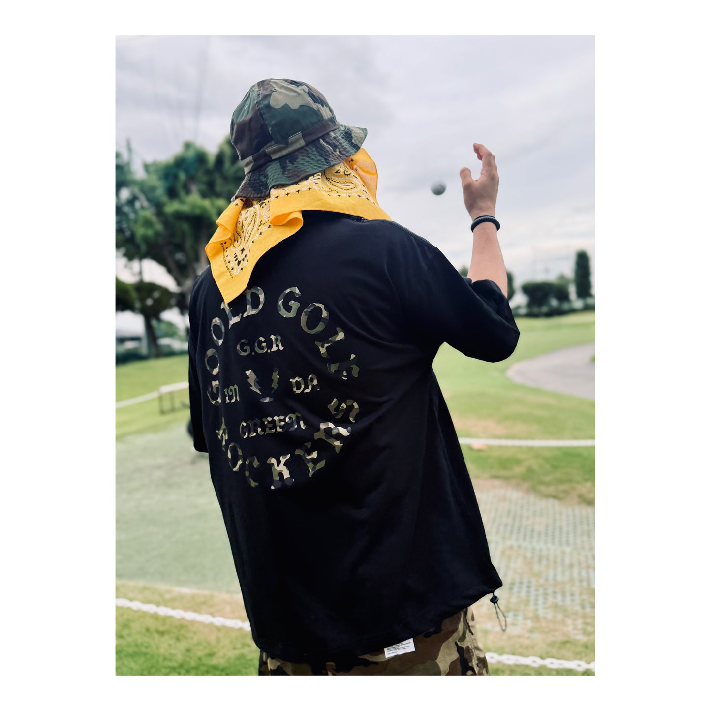 OG LOGO CAMO PREMIUM COTTON DROW FIT TEE BLACK