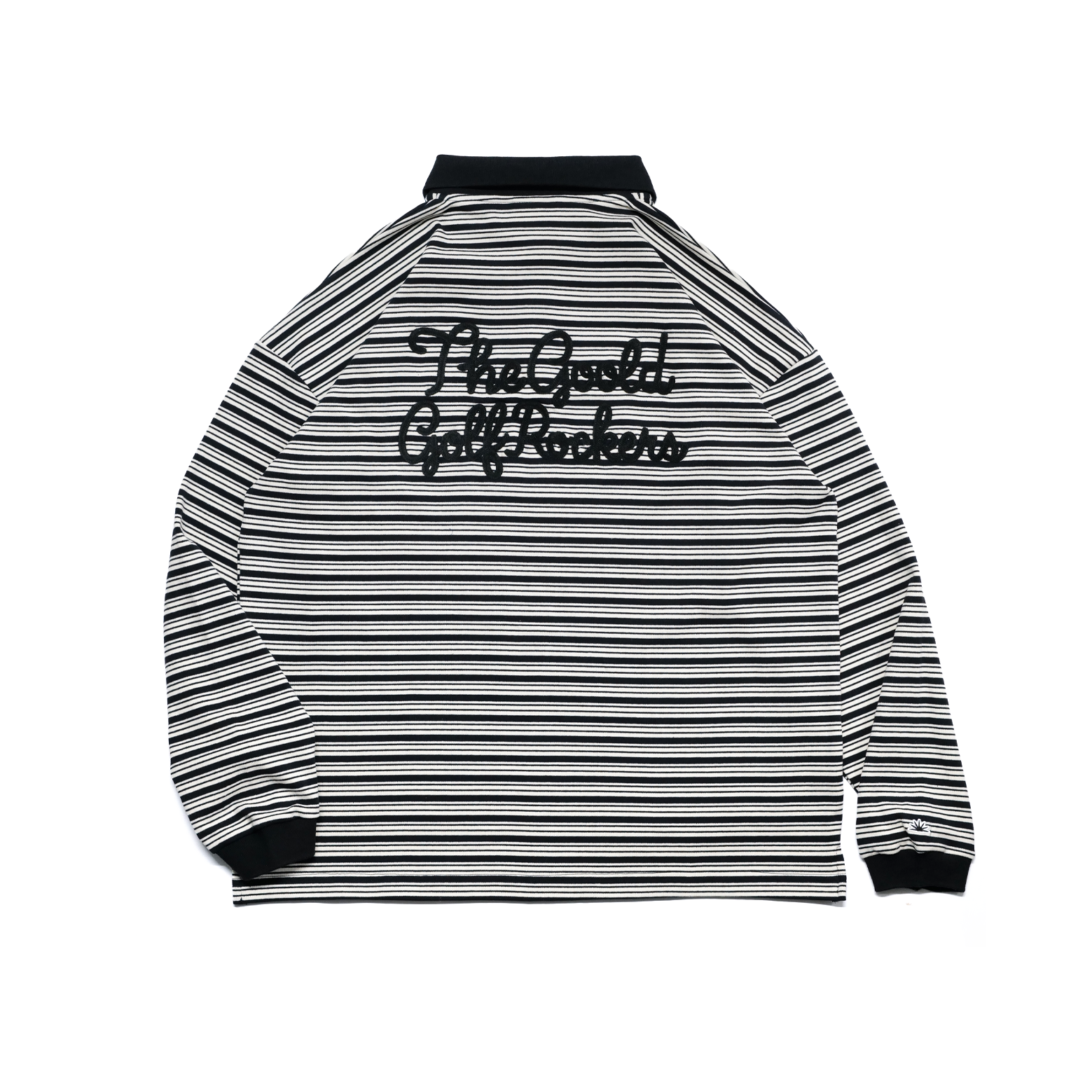 AIRY STRETCH BORDER L/S POLO BLACK – GOOLD GOLF ROCKERS