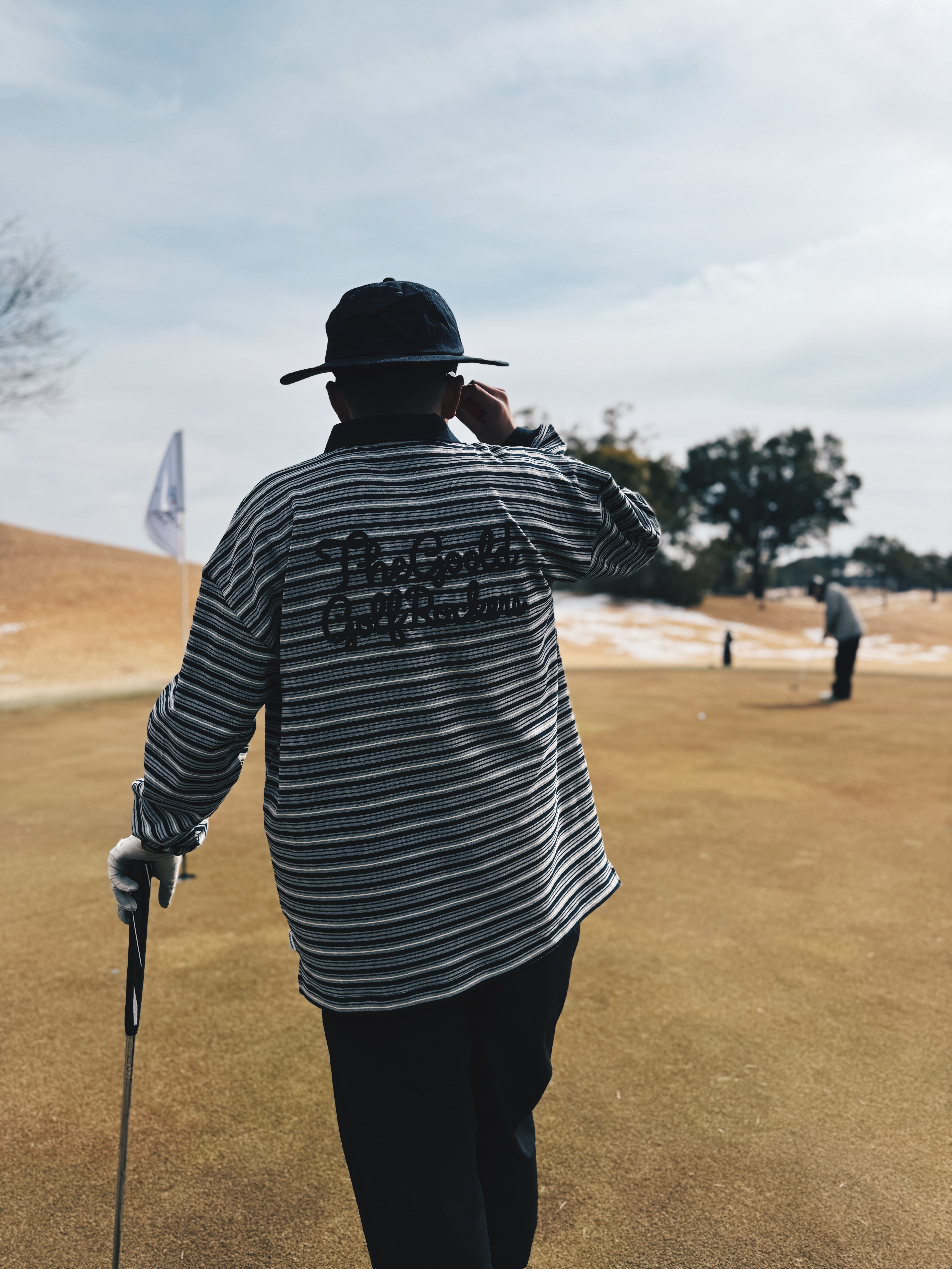 AIRY STRETCH BORDER L/S POLO BLACK – GOOLD GOLF ROCKERS