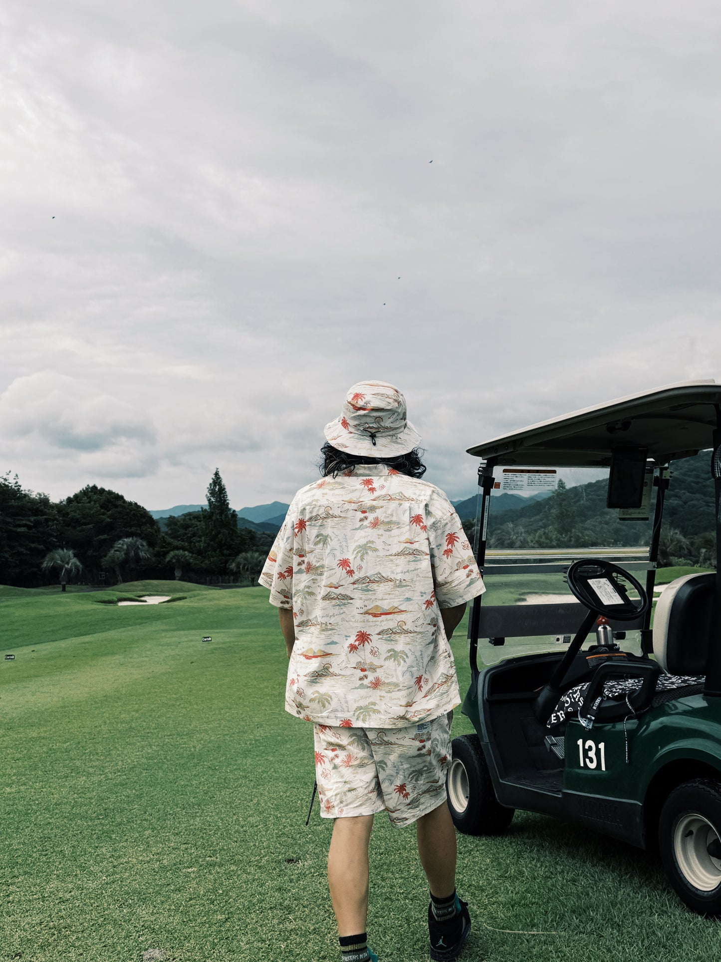 "THE GOLF OF GGR" ALOHA STRETCH SHIRT "BLACK"