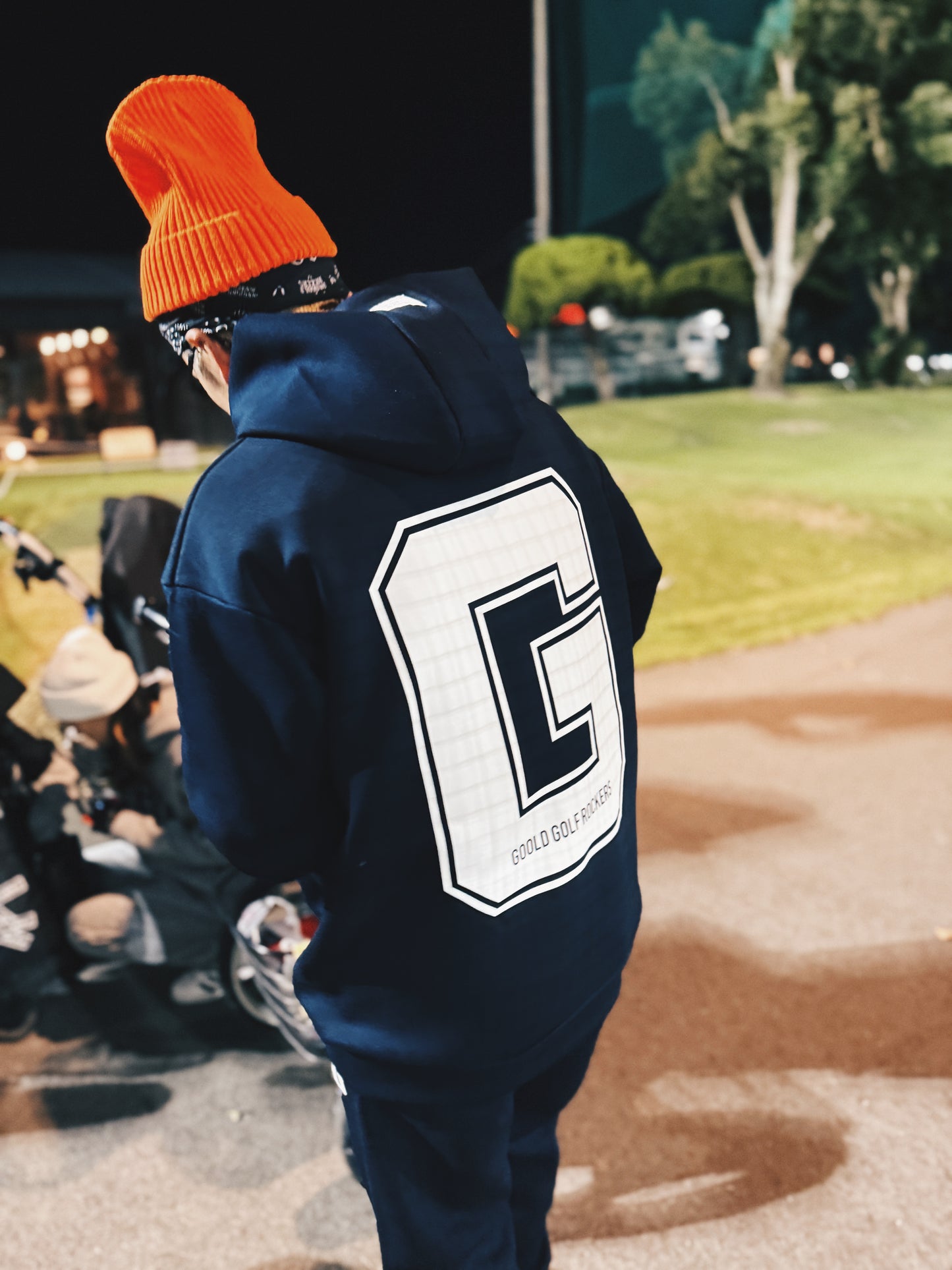 VARSITY DOUBLE KNIT HOODIE NAVY