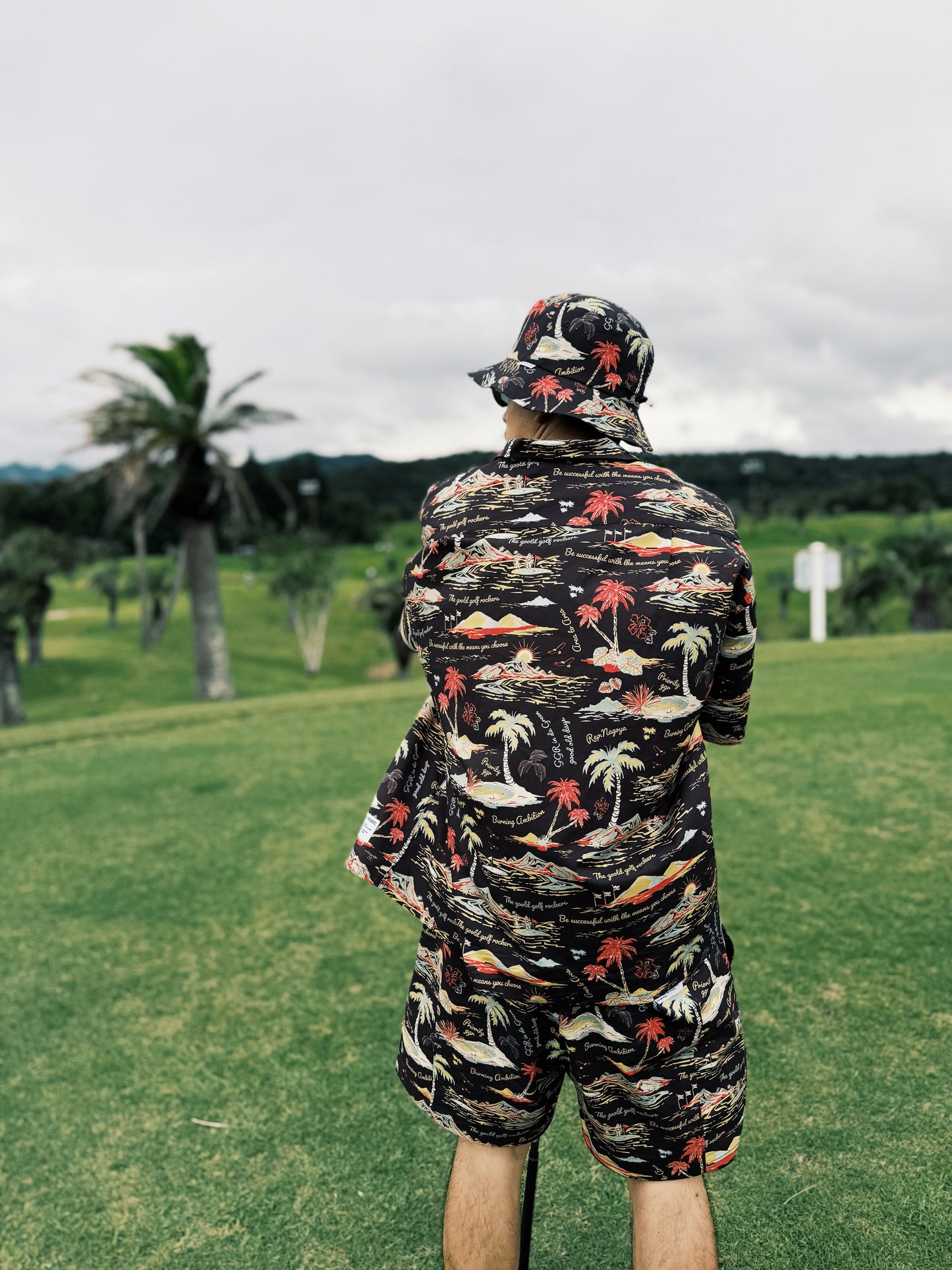 "THE GOLF OF GGR" ALOHA STRETCH SHIRT "WHITE"