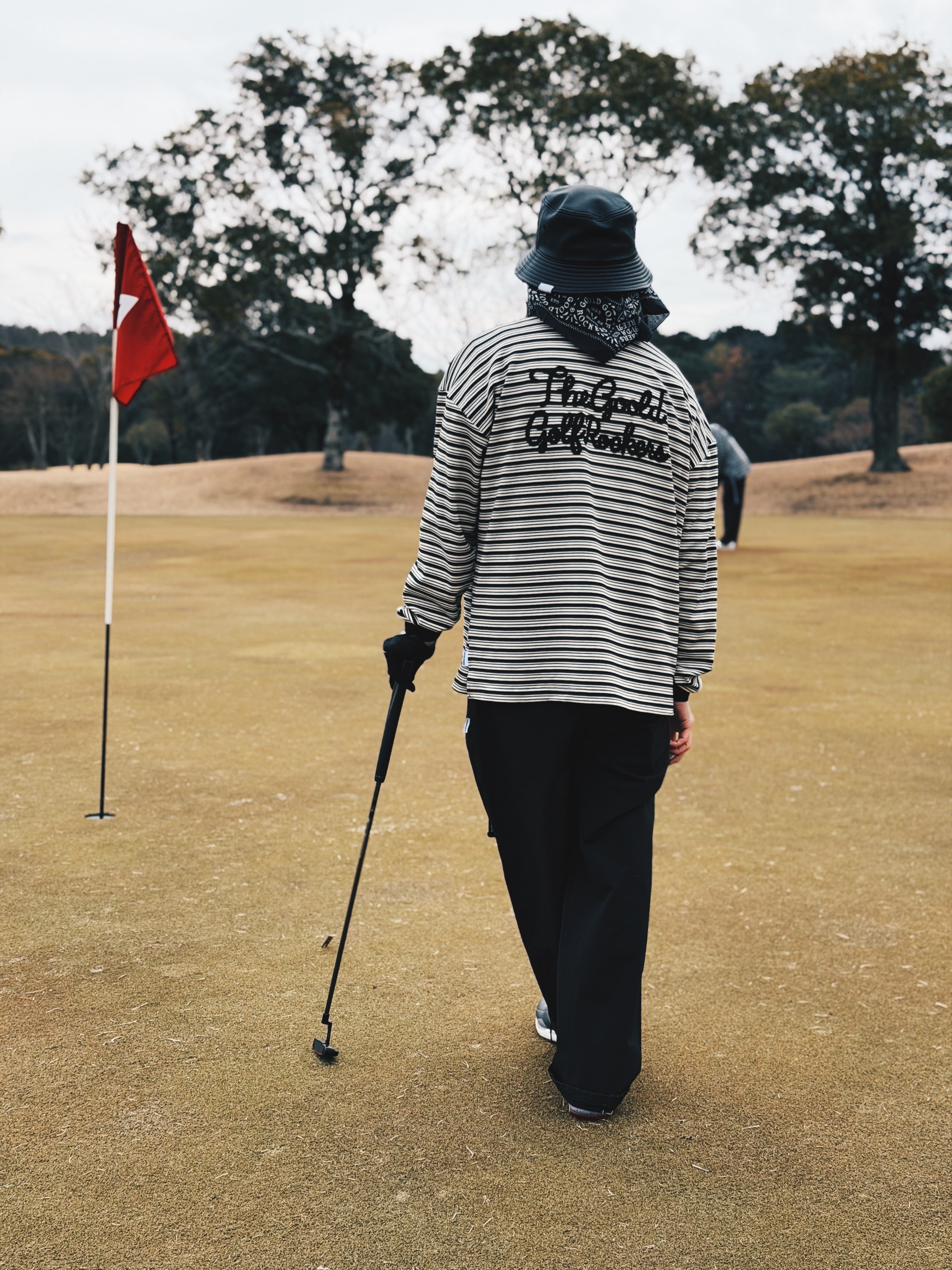 AIRY STRETCH BORDER L/S POLO BLACK – GOOLD GOLF ROCKERS