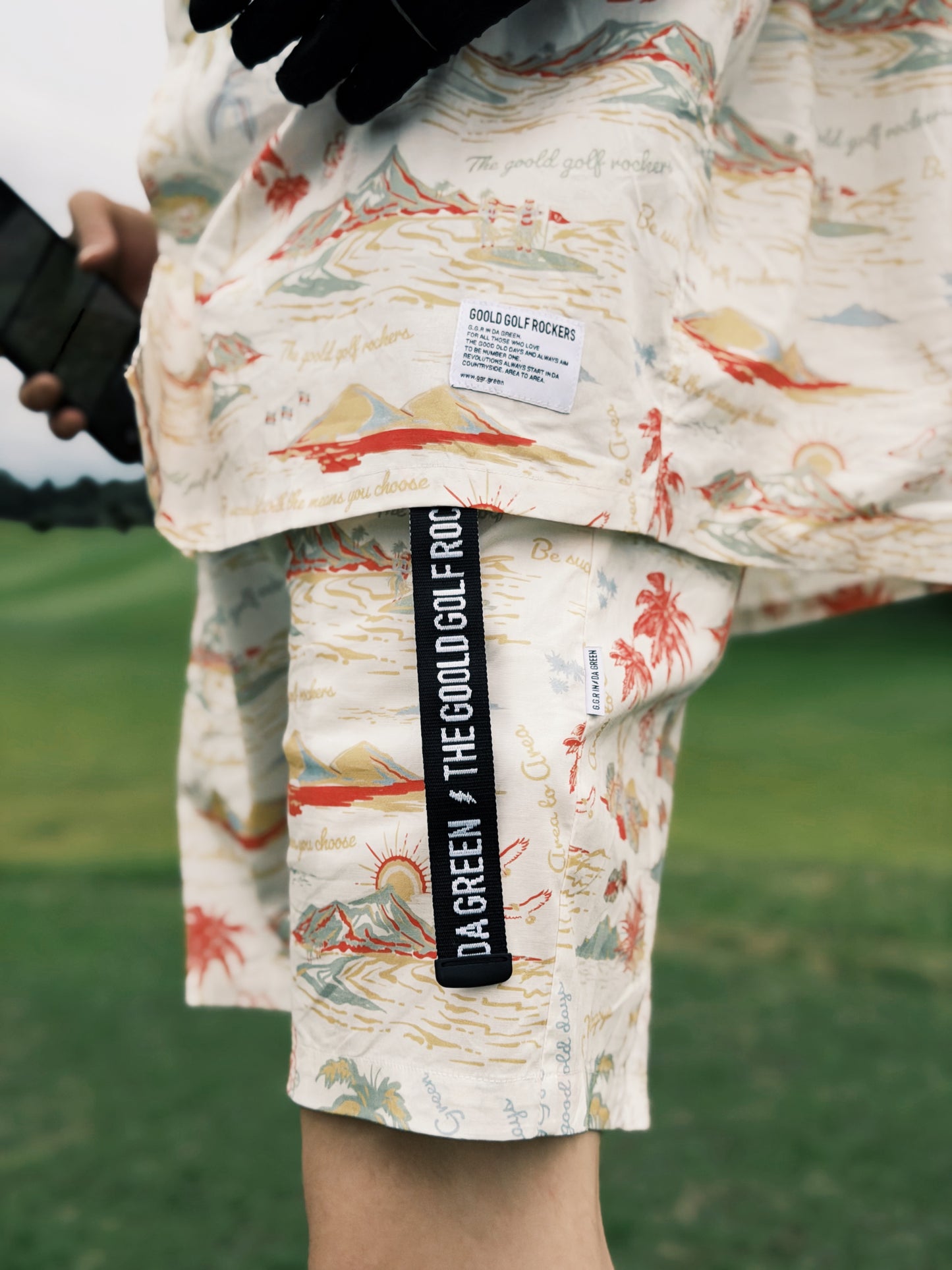 "THE GOLF OF GGR" ALOHA STRETCH SHIRT "WHITE"