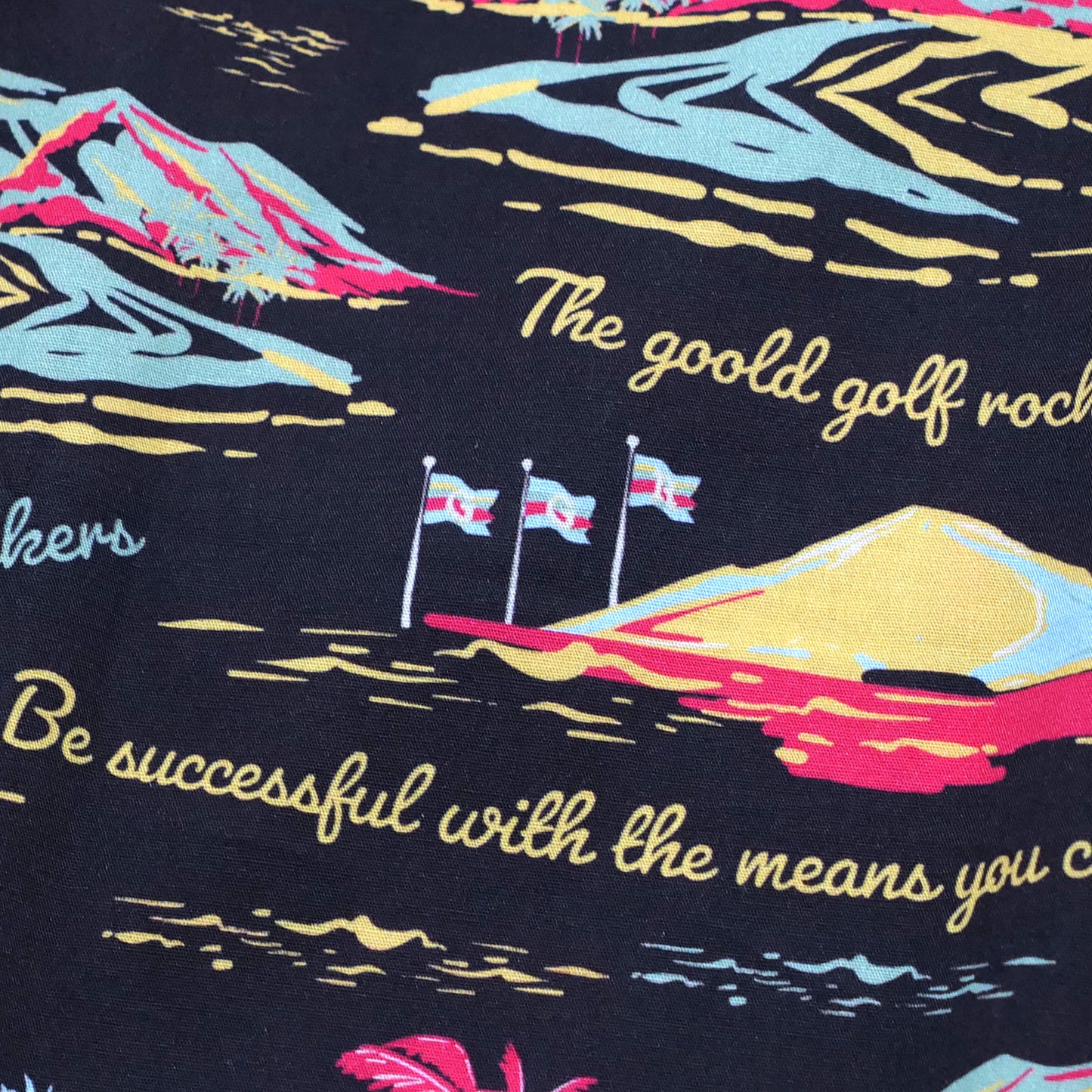 "THE GOLF OF GGR" ALOHA STRETCH SHIRT "BLACK"