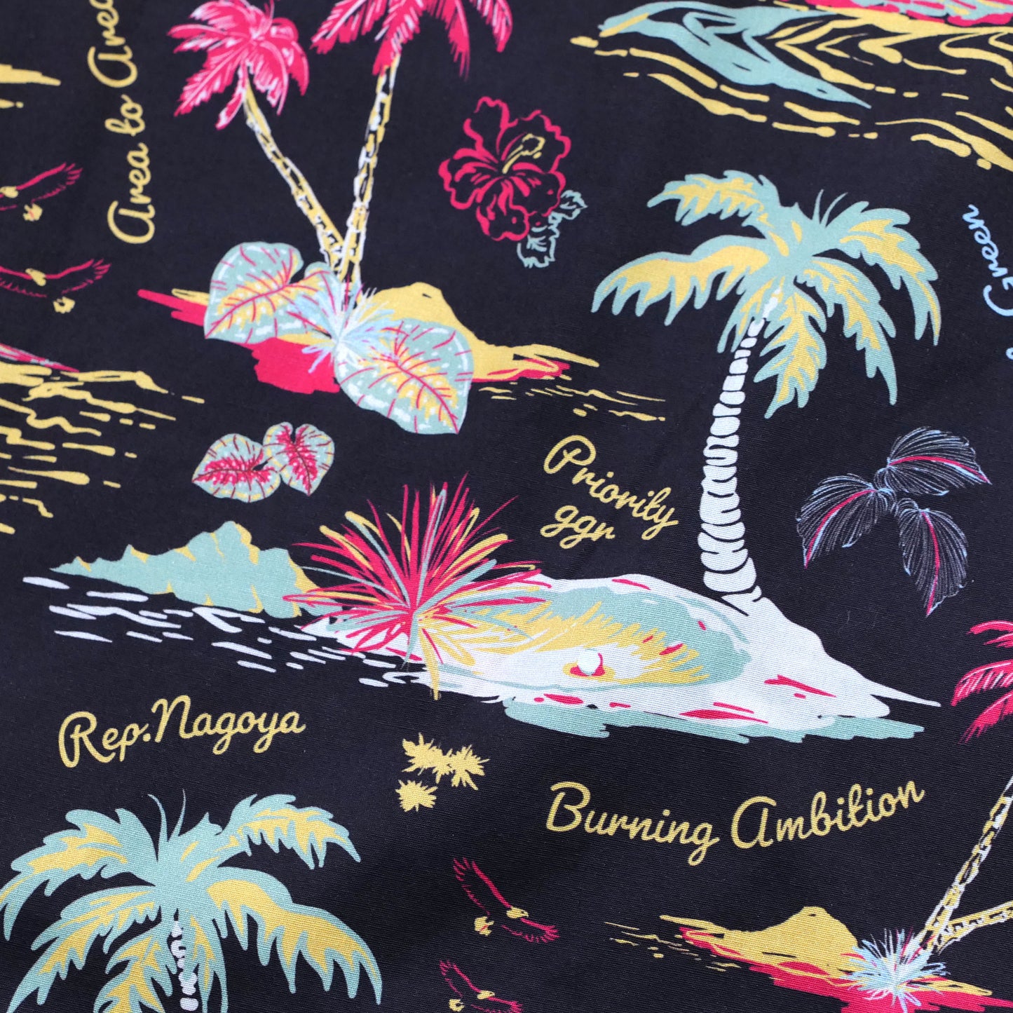 "THE GOLF OF GGR" ALOHA STRETCH SHIRT "BLACK"