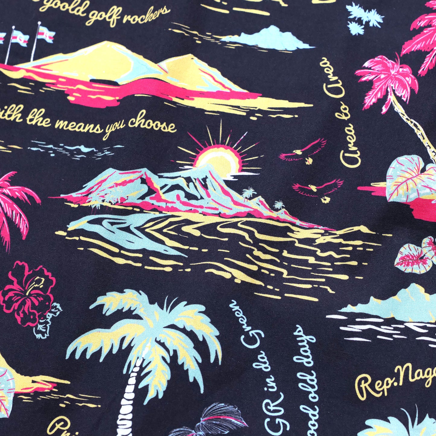"THE GOLF OF GGR" ALOHA STRETCH SHIRT "BLACK"