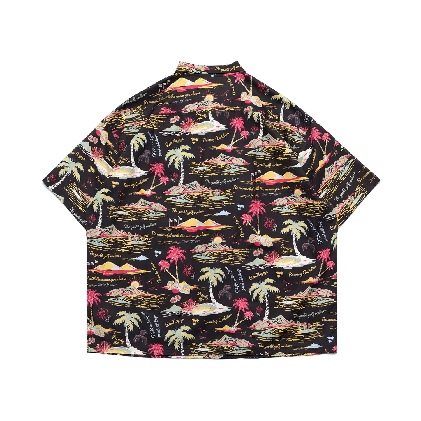 "THE GOLF OF GGR" ALOHA STRETCH SHIRT "BLACK"