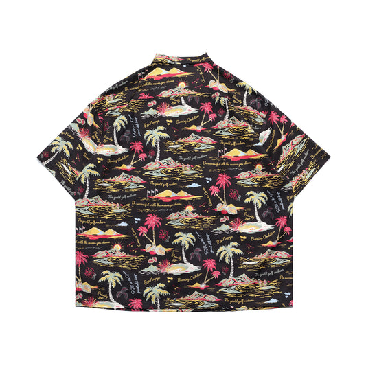 "THE GOLF OF GGR" ALOHA STRETCH SHIRT "BLACK"