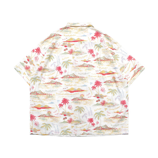 "THE GOLF OF GGR" ALOHA STRETCH SHIRT "WHITE"