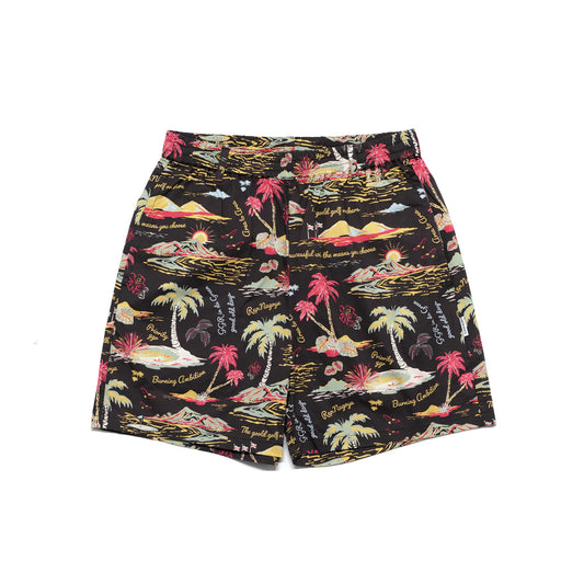 "THE GOLF OF GGR" ALOHA STRETCH SHORTS "BLACK"