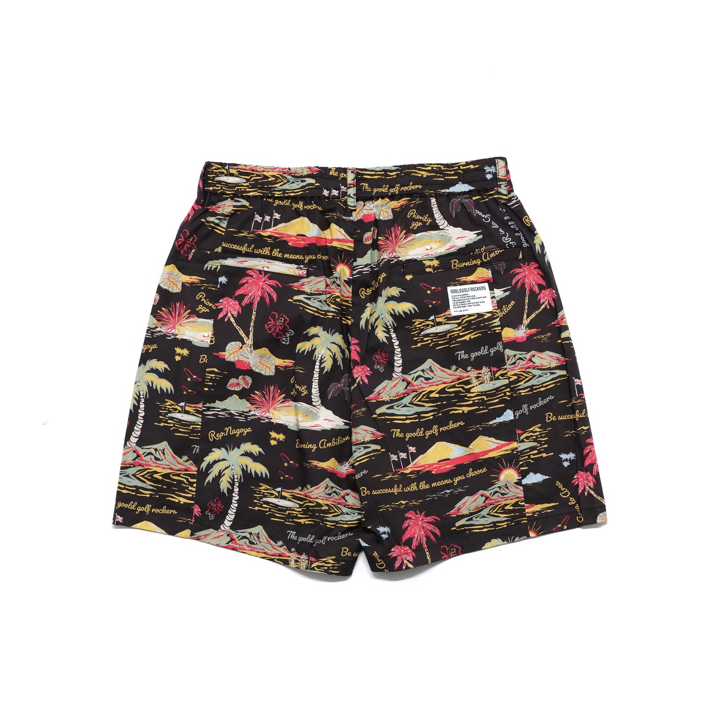 "THE GOLF OF GGR" ALOHA STRETCH SHORTS "BLACK"