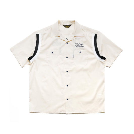 BALLIN' LOGO STRETCH BOWLING SHIRTS "OFF WHITE"