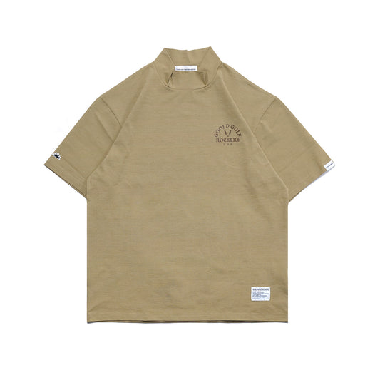 OG LOGO CHECK UL-DRA MOCK NECK TEE BROWN