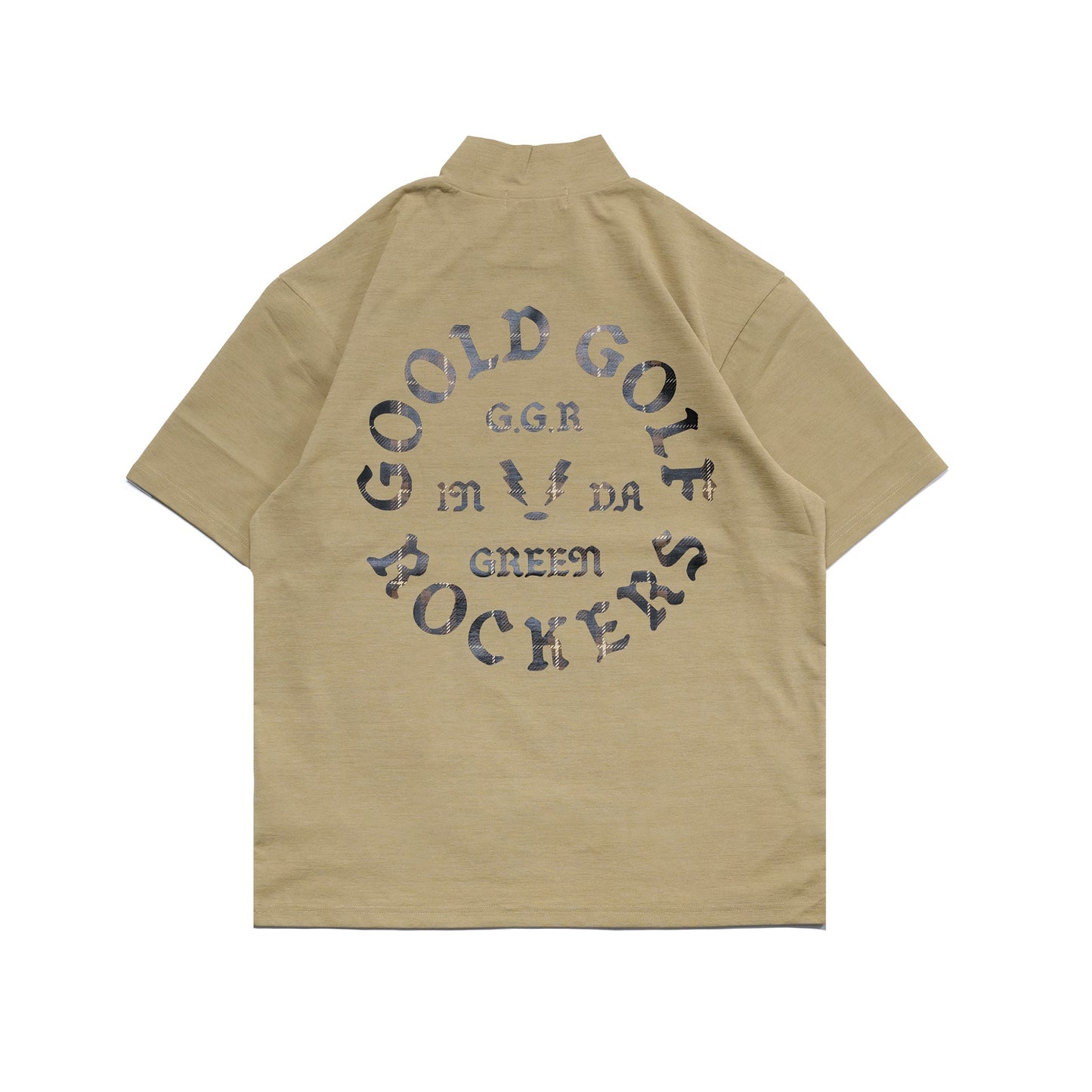 OG LOGO CHECK UL-DRA MOCK NECK TEE BROWN