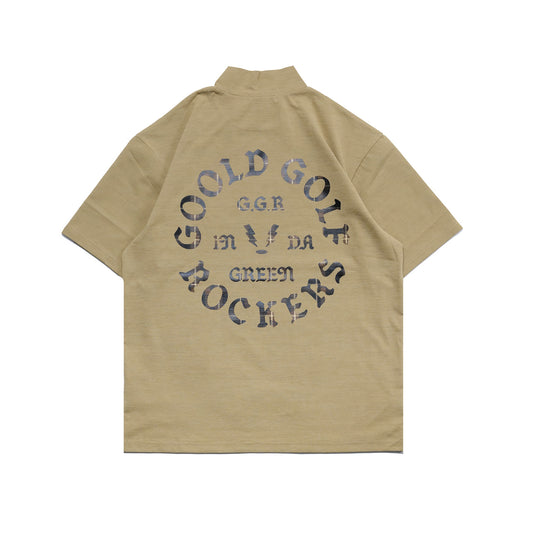 OG LOGO CHECK UL-DRA MOCK NECK TEE BROWN