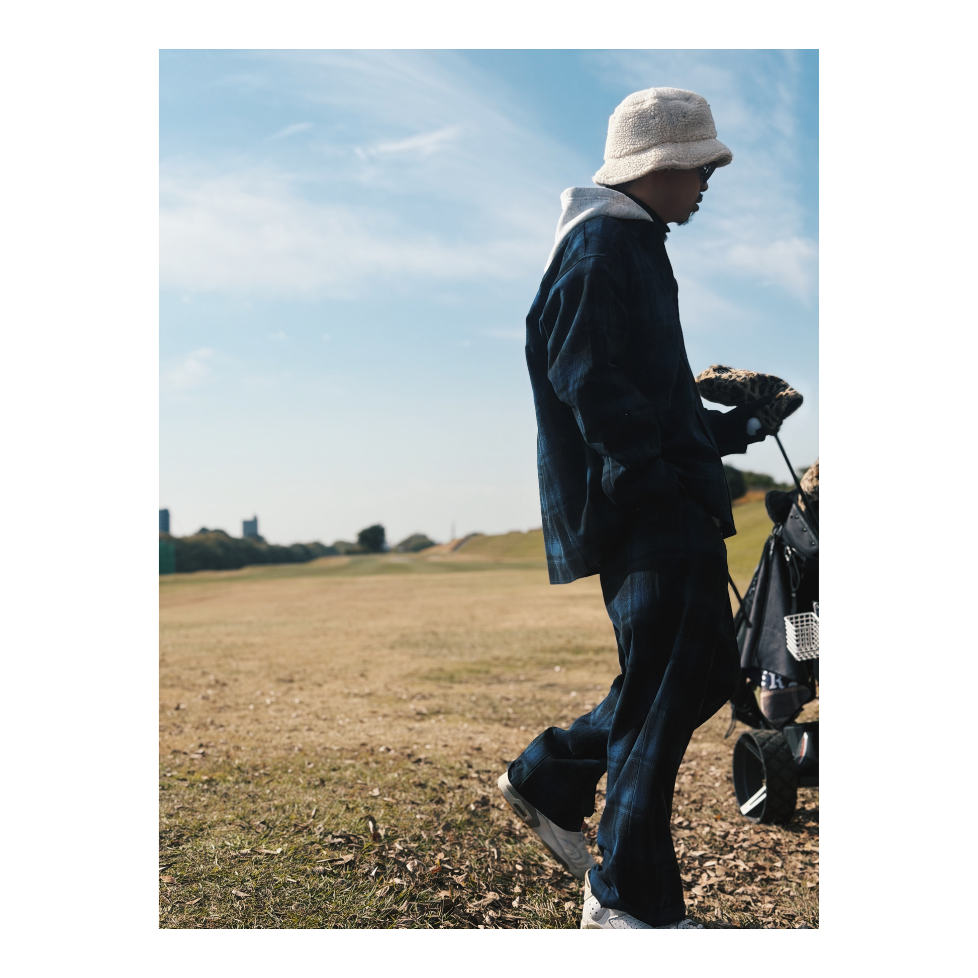 PREMIUM FLANNEL CHECK 2 TUCK EAZY PANTS NAVY – GOOLD GOLF ROCKERS