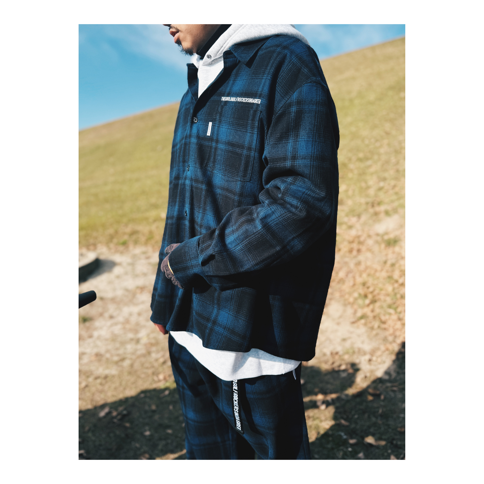 PREMIUM FLANNEL CHECK 2 TUCK EAZY PANTS NAVY – GOOLD GOLF ROCKERS