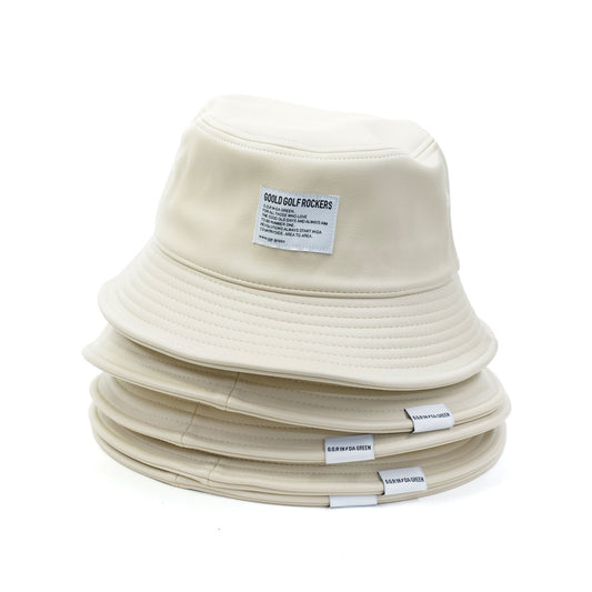PU LEATHER BUCKET HAT LIGHT BEIGE