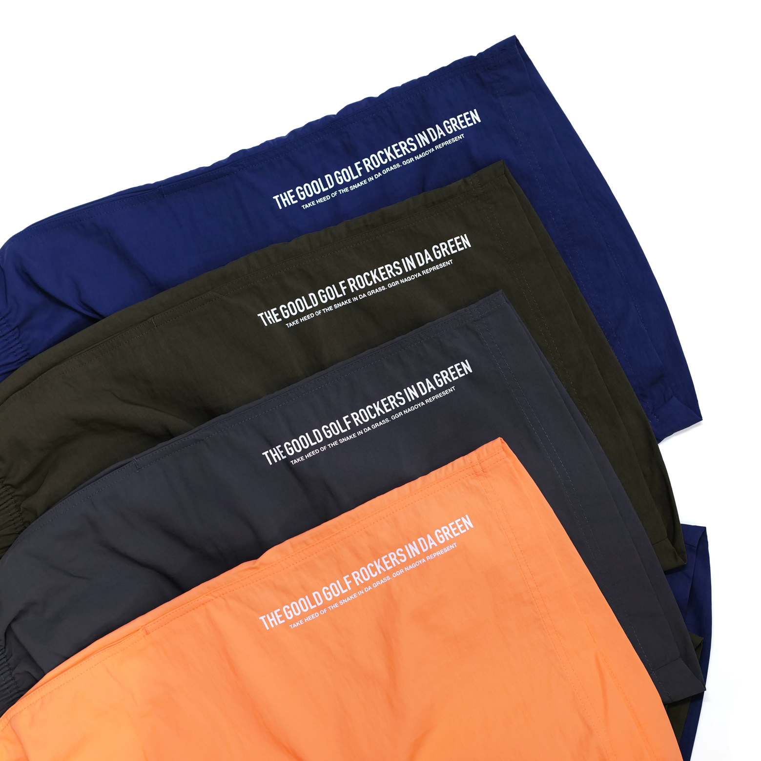 スーパーセール期間限定 TEAM LOGO SNAKE NYLON EAZY SHORTS OLIVE – GOOLD GOLF ROCKERS メンズウェア
